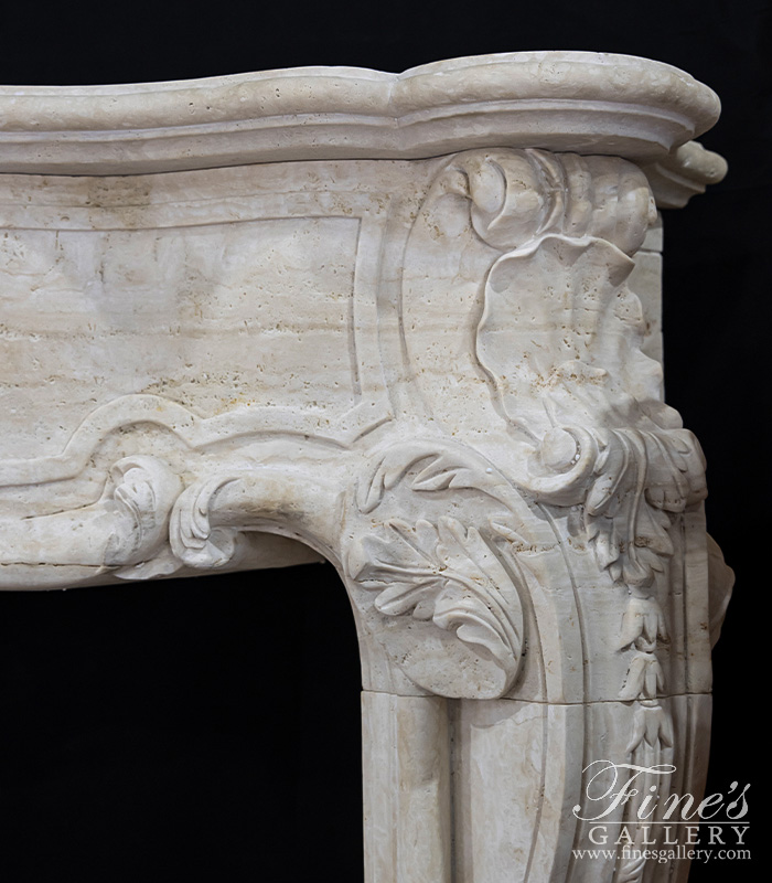 Marble Fireplaces  - Oversized French Style Mantel In Italian Roman Travertine  - MFP-2083